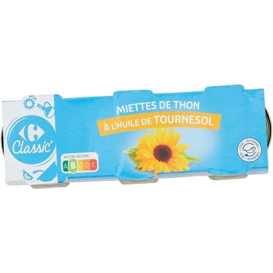 Carrefour Classic' - Miettes de thon à l'huile de tournesol (3 x 70g)