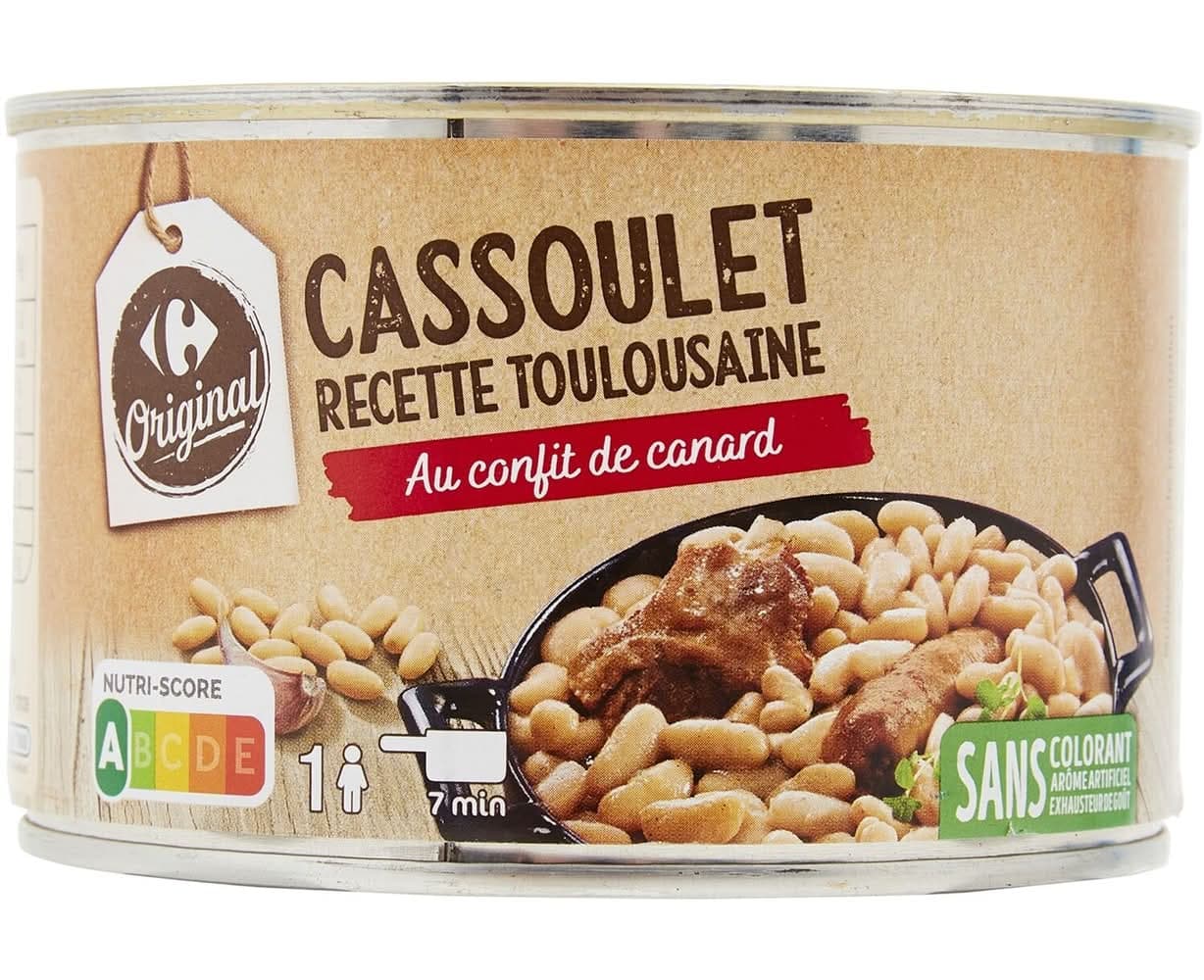 Carrefour Original - Plat cuisiné cassoulet recette toulousaine au confit de canard (420g)