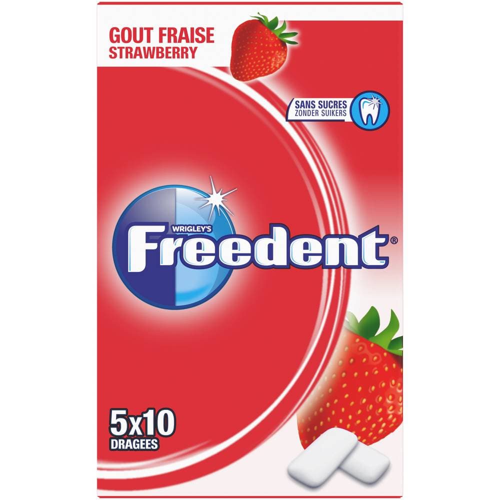 Freedent - Chewing gum sans sucres, fraise (5 x 10)