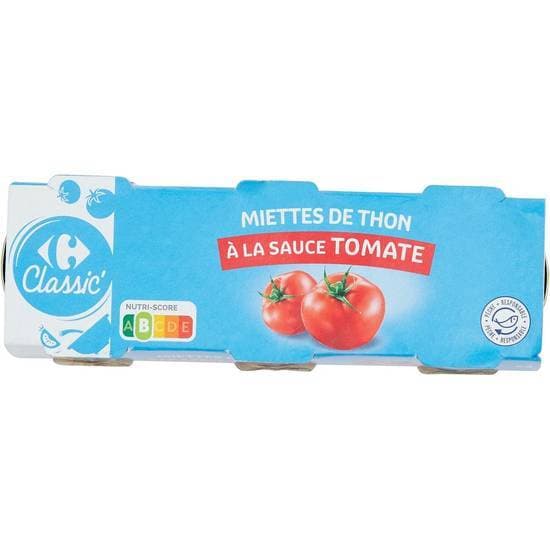 Carrefour Classic' - Miettes de thon listao à la sauce tomate (3 x 80g)